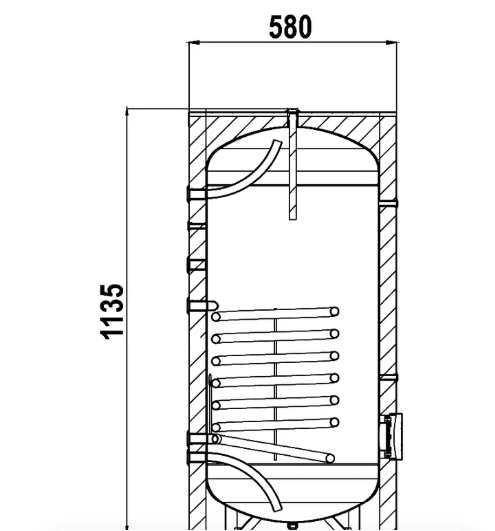 Бойлер косвенного нагрева с одним змеевиком ELSEN 160 л, цвет черный