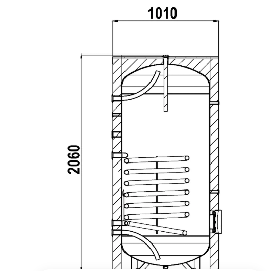 Бойлер косвенного нагрева с одним змеевиком ELSEN 1000 л, цвет черный