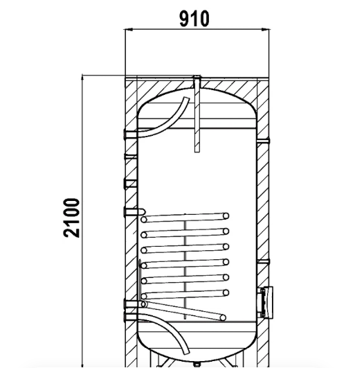 Бойлер косвенного нагрева с одним змеевиком ELSEN 800 л, цвет черный
