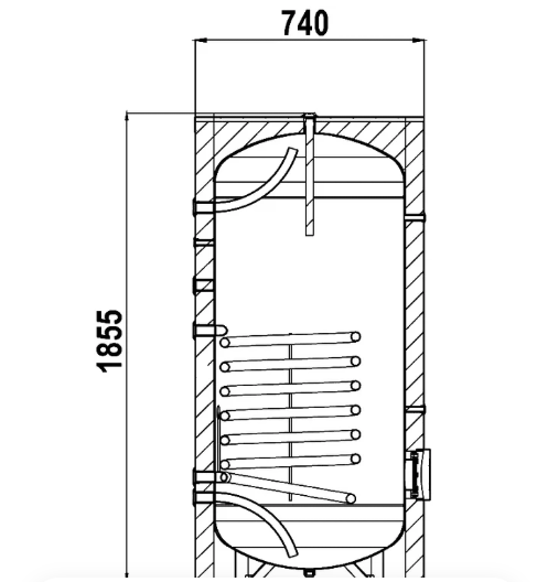Бойлер косвенного нагрева с одним змеевиком ELSEN 500 л, цвет черный