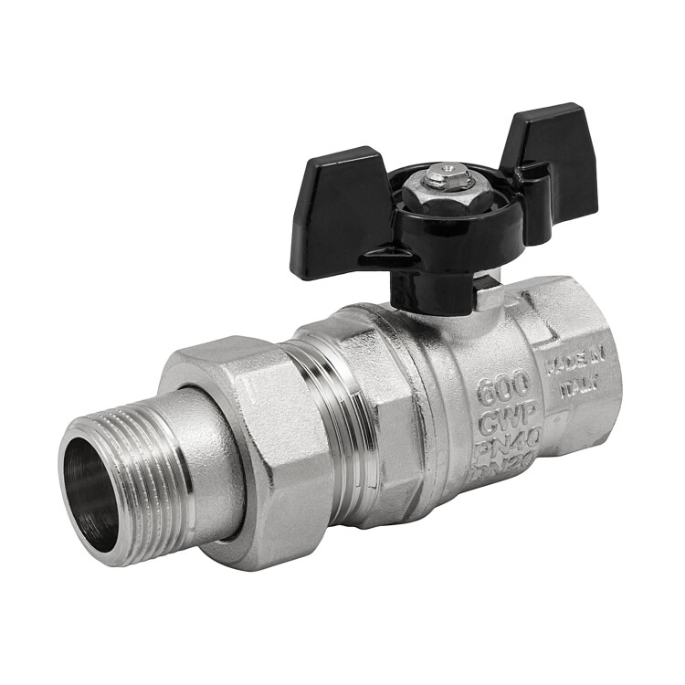 Кран шаровой, Strong T, 1/2", НВ, ручка-бабочка, с разъемным соединением