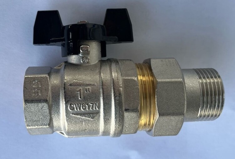 Кран шаровой, Strong T, 1", НВ, ручка-бабочка, с разъемным соединением