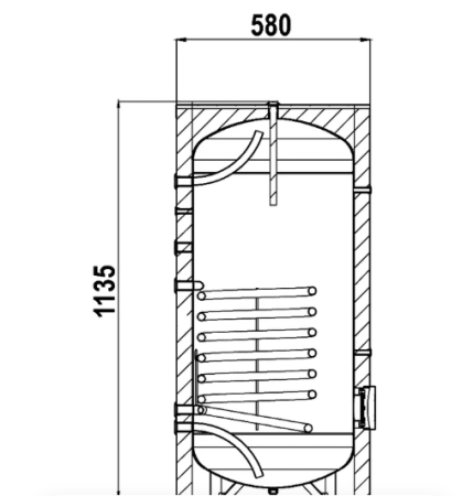 Бойлер косвенного нагрева с одним змеевиком ELSEN 160 л, цвет черный