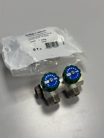 Коллектор модульный, 3/4", 2 контура, размер отвода-3/4" ЕК, вентили под 90°, TIN латунь