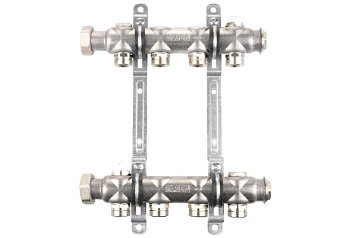 Коллекторная группа, 1", 11 контуров, размер отвода-3/4", без вентилей и расходомеров, нержавеющая сталь