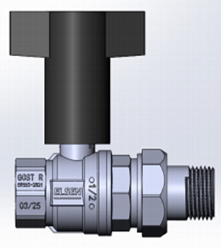 Кран шаровой, ELSEN, Strong, 1/2", НВ с разъемным соединением, ручка из полимера