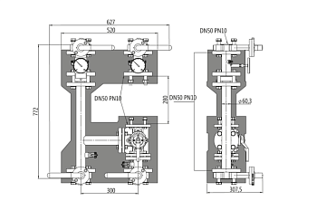 Насосная группа смесительная фланцевая DN50 PN10 без насоса и сервопривода