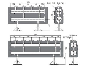 Коллектор на 3 контура DN100 в изоляции  с фланцевыми отводами DN50 PN10