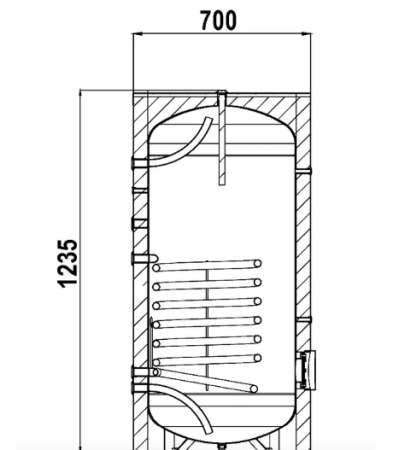 Бойлер косвенного нагрева с одним змеевиком ELSEN 300 л, цвет черный