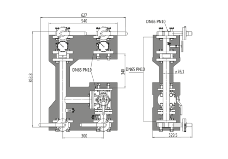 Насосная группа смесительная фланцевая DN65 PN10 без насоса и сервопривода