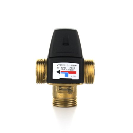 Термостатический смесительный клапан, T: 20-43°C, подключение G 3/4 НН, Kvs 1,5