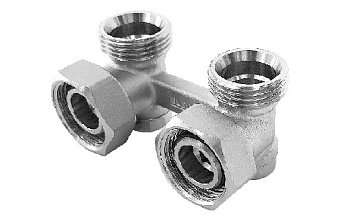 Вентиль, угловой H-образный, 3/4", 3/4", Н ЕК-НГ ЕК, никелированный