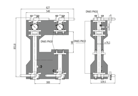 Насосная группа прямая фланцевая DN65 PN10 без насоса