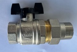 Кран шаровой, Strong T, 1", НВ, ручка-бабочка, с разъемным соединением