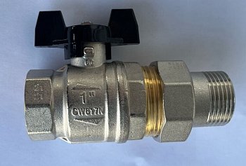 Кран шаровой, Strong T, 1", НВ, ручка-бабочка, с разъемным соединением